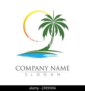Palm tree  logo template vector illustration design Stock Vector