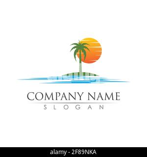 Palm tree  logo template vector illustration design Stock Vector
