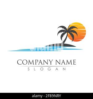 Palm tree  logo template vector illustration design Stock Vector
