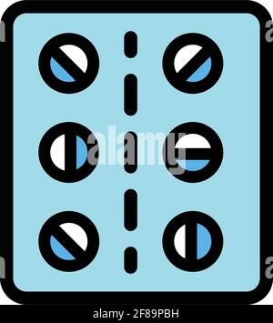 Pill box color icon. Simple illustration of pill box vector icon for web design isolated on white Stock Vector