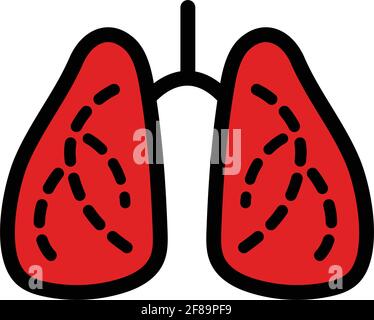 Lungs icon in simple style isolated on white background. Organs color symbol, stock vector. Stock Vector