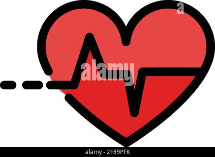 Heart pulse icon in simple style, color vector logo. Stock Vector