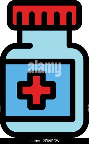 Medical capsule jar icon. Simple color medical capsule jar vector icon for web design isolated on white Stock Vector