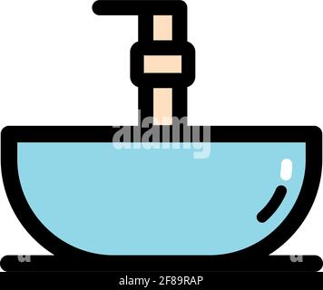 Sink simple color symbol isolated on white background. Vector washbasin element In trendy style. Stock Vector