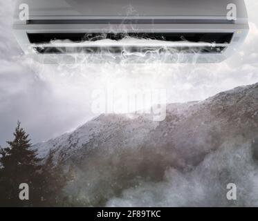 The air conditioner puts very fresh air and it seems to stay in the mountains Stock Photo