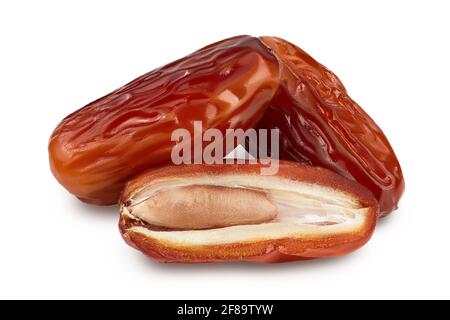 Dates isolated on white background with clipping path and full depth of field. Stock Photo
