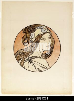 Alphonse Mucha (1860-1939). 'Vitrail pour la façade de la boutique Fouquet'. Design for Boutique Fouquet. c 1900. Art Nouveau. Stock Photo