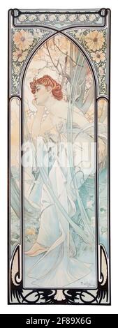 Reverie du soir, from Times of Day, 1899 – Art Nouveau by Alphonse Mucha Stock Photo