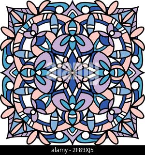 Glass mandala icon, hand drawn and outline style Stock Vector