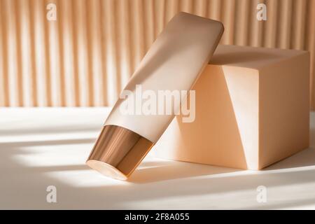 Beauty cream cosmetics makeup product display. Stock Photo