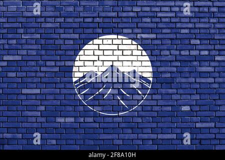 flag of Kachin State, Myanmar painted on brick wall Stock Photo