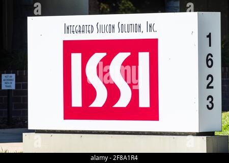 Sep 24, 2020 Milpitas / CA / USA - ISSI logo at their headquarters in Silicon Valley; Integrated Silicon Solution, Inc. (ISSI) develops high performan Stock Photo