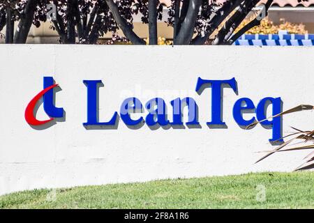 Sep 24, 2020 Milpitas / CA / USA - LeanTeq logo at their headquarters in Silicon Valley; LeanTeq Co., Ltd., which operates in the semiconductor indust Stock Photo