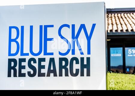 Sep 24, 2020 Milpitas  CA  USA - Blue Sky Research headquarters in Silicon Valley; Blue Sky Research engineer and manufacture custom semiconductor las Stock Photo