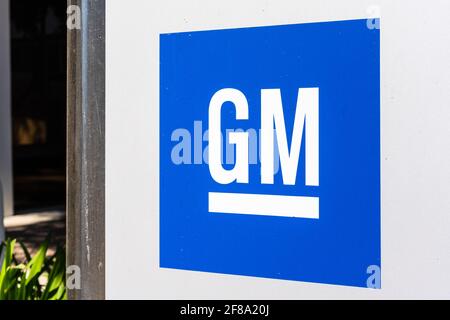 Sep 26, 2020 Sunnyvale / CA / USA - GM logo displayed at the General Motors Advanced Technical Center located in Silicon Valley; Stock Photo