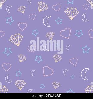 Magic craft seamless pattern Line style Stock Vector