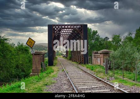 Old railway bridge located in Sierra de la Ventana Stock Photo