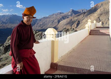 Zanskar, India 2012. Portrait of Buddhist monk at Stongdey monastery Stock Photo