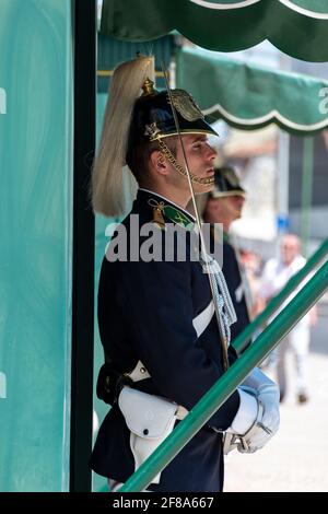 Lisbon Portugal. Guards outside Presidential Palace Stock Photo