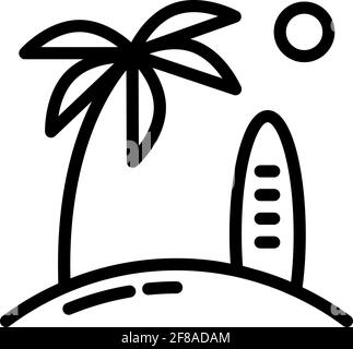 Beach island outline icon design vector, summer season vector design inspiration Stock Vector