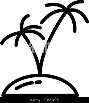simple palm tree icon vector, summer beach palm islands outline sign illustration Stock Vector