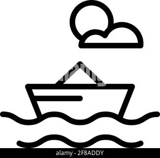 Mini boat icon vector illustration, summer season transport logo icon with outline style Stock Vector