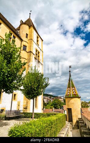 Neuchatel Castle in Switzerland Stock Photo