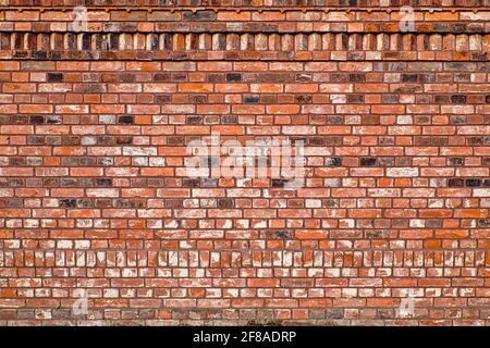 Brick Wall at Lehrter Straße in Berlin Moabit. The wall is rebuild with old and new bricks. Stock Photo