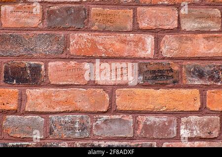 Brick Wall at Lehrter Straße in Berlin Moabit. The wall is rebuild with old and new bricks. Stock Photo