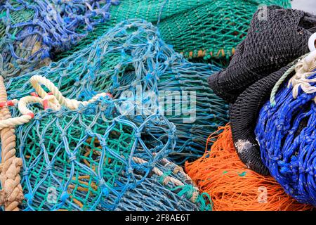 Colorful Fishing Nets in Crail, Scotland Stock Photo