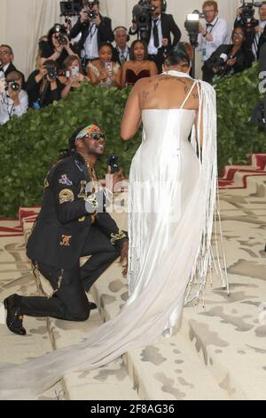 2 Chainz, Kesha Ward proposal during the 2018 Met Costume Gala Heavenly Bodies, held at the Metropolitan Museum of Art in New York City, Monday, May 7, 2018. Photo by Jennifer Graylock-Graylock.com 917-519-7666 Stock Photo