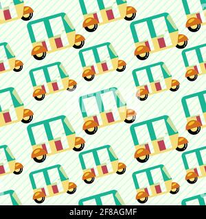 auto rickshaw transportation seamless pattern vector illustration Stock Vector