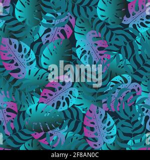 Vector seamless pattern with colorful tropical plants. Suitable for textiles, printing and wrapping paper. Stock Vector
