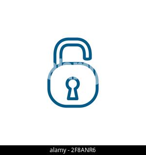 Open Lock Line Blue Icon On White Background. Blue Flat Style Vector Illustration. Stock Vector