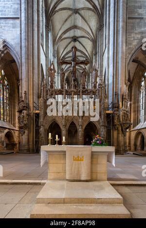 Gothic rood screen with triumphal cross group, Halberstadt Cathedral or ...