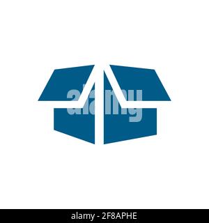 Open Box Blue Icon On White Background. Blue Flat Style Vector Illustration. Stock Vector