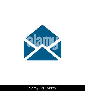 Open E-mail Blue Icon On White Background. Blue Flat Style Vector Illustration. Stock Vector