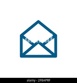 Open E-mail Line Blue Icon On White Background. Blue Flat Style Vector Illustration. Stock Vector