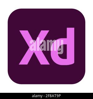 Vinnytsia, Ukraine - April 07, 2021: Adobe XD logo. Vector icon isolated on white background Stock Vector