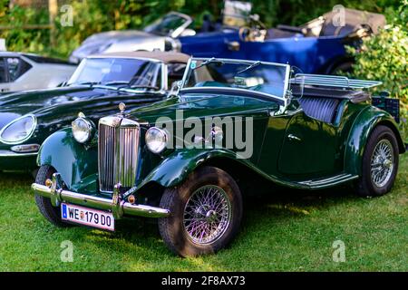 meggenhofen, austria, 23 june 2017, vintage mg roadster at a meeting of vintage cars Stock Photo
