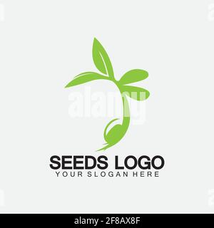 Plant Seeds Logo Concept Template Vector.growing seed logo.Seed grow Vector logo illustration design template Stock Vector
