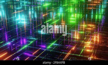 Abstract futuristic sci-fi neon and digital light background Stock Photo