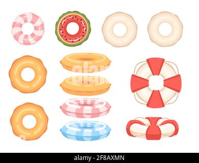 Set of different shapes and colors swimming circles vector illustration on white background Stock Vector