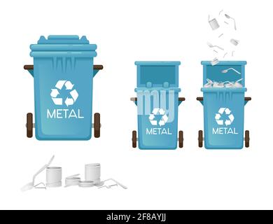 Set of colored garbage bins trash cans for different types of waste vector  illustration isolated on white background Stock Vector Image & Art - Alamy