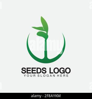 Plant Seeds Logo Concept Template Vector.growing seed logo.Seed grow Vector logo illustration design template Stock Vector