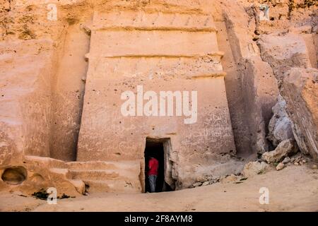 Madyan - city of Prophet Shoaib, Al-Bad, Northern Saudi Arabia. Stock Photo