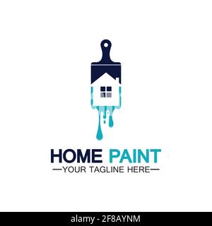 Home Painting Vector Logo Design.Home House Painting Service Coloring Logo Design Template.House painting service, decor and repair multicolor icon Ve Stock Vector