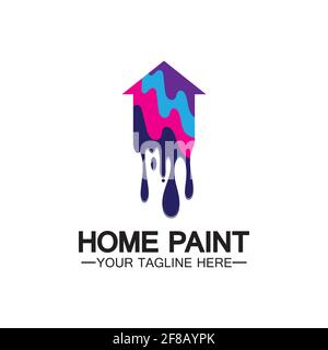 Home Painting Vector Logo Design.Home House Painting Service Coloring Logo Design Template.House painting service, decor and repair multicolor icon Ve Stock Vector