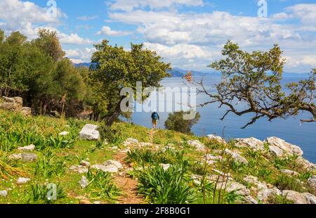 Beautiful landscapes on the Carian trail. Aegean Sea, Turkey. Stock Photo