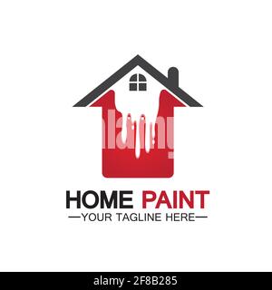 Home Painting Vector Logo Design.Home House Painting Service Coloring Logo Design Template.House painting service, decor and repair multicolor icon Ve Stock Vector